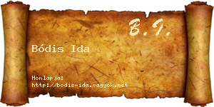 Bódis Ida névjegykártya